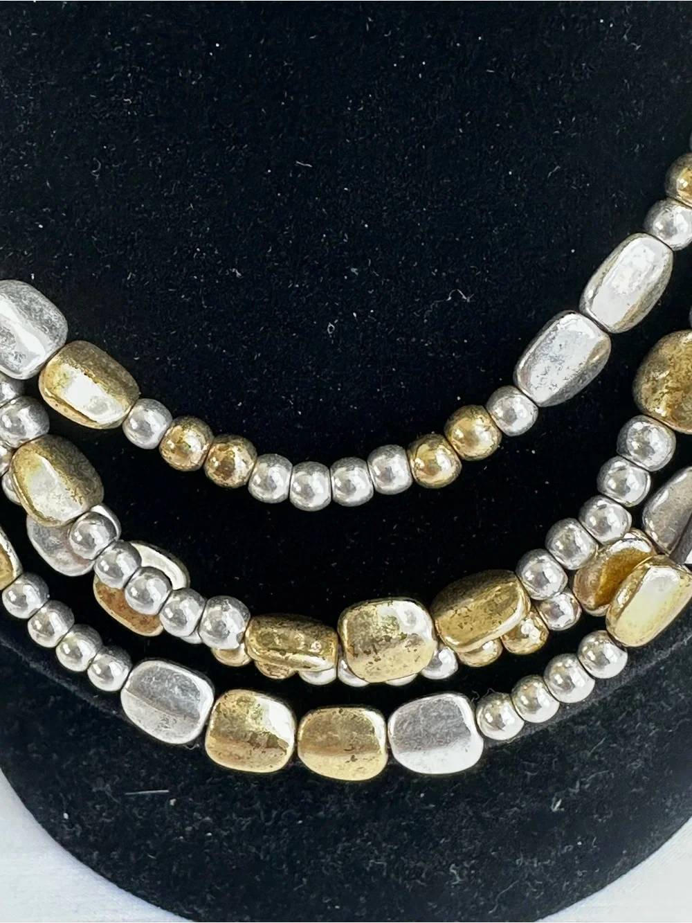 VTG Mixed Metal Layered Beaded Necklace Boho Earthy Boho Resort Core